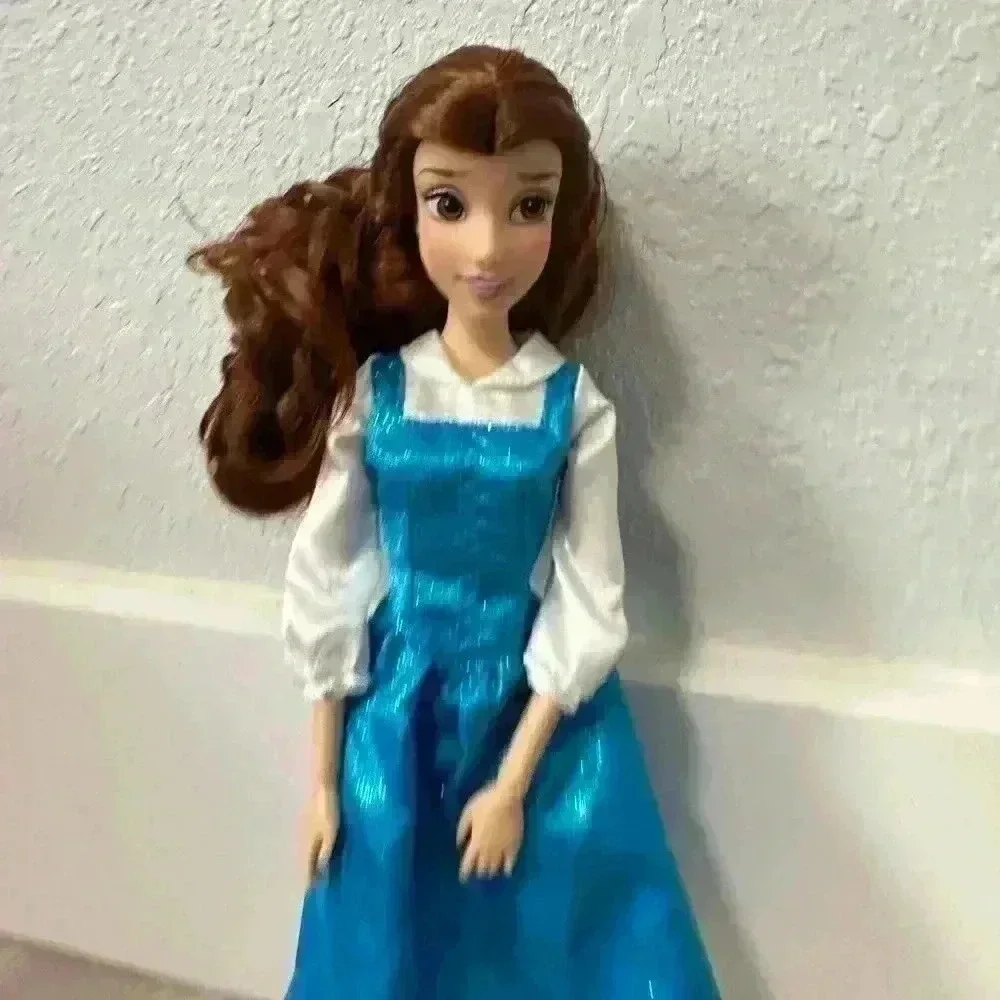 Disney Princess Belle Doll Classic Blue Ballgown Long Curly Hair Toy for Kids